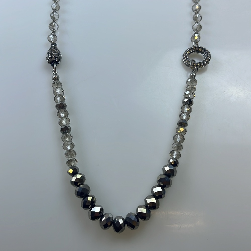 Beautiful Silver Beads Long Statement Necklace Hr… - image 2